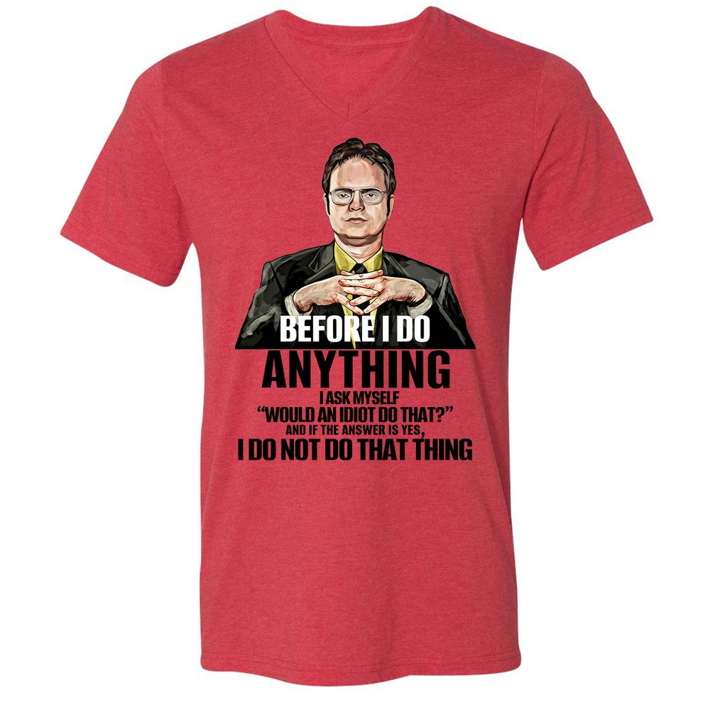 Unisex V-Neck T-Shirt - MZD6N9HQ - Heather Red - 5