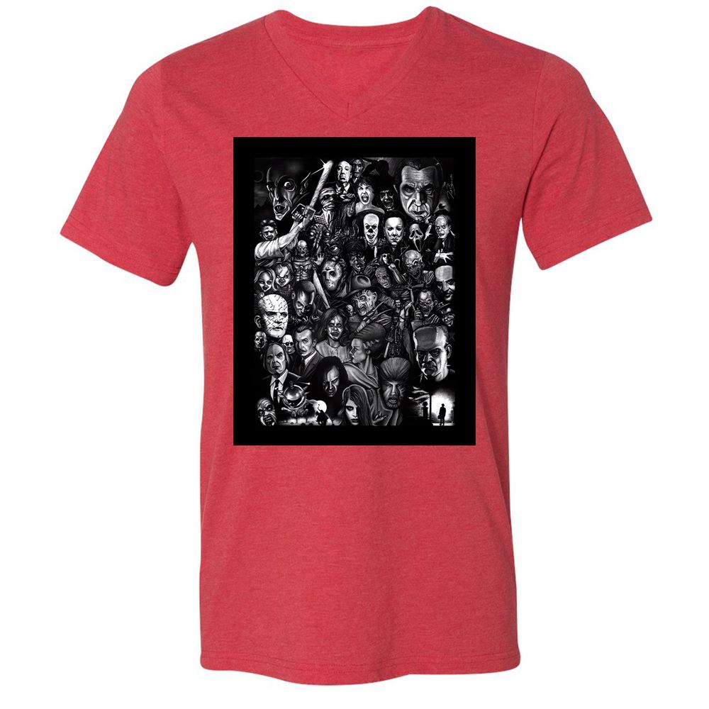 Unisex V-Neck T-Shirt - 6T2HHNBZ - Heather Red - 5