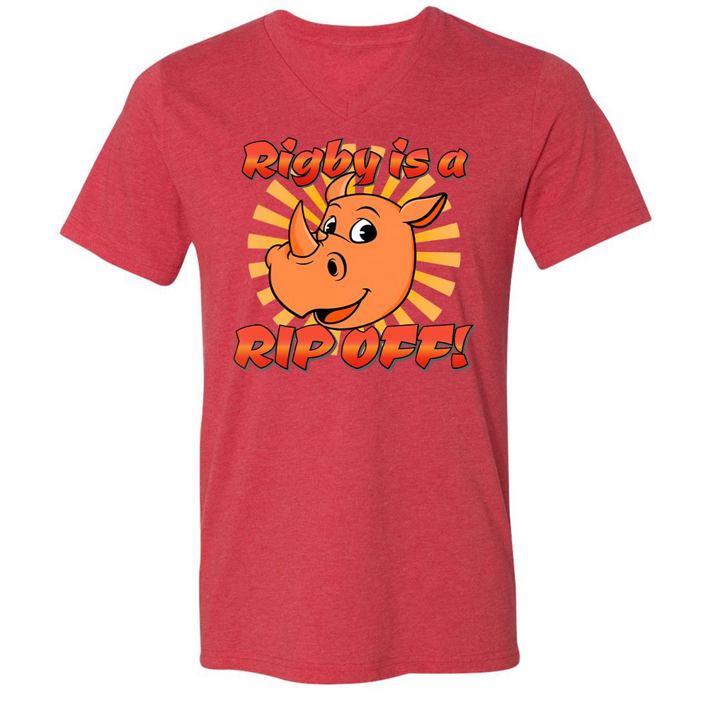 Unisex V-Neck T-Shirt - LCDTR7VR - Heather Red - 5