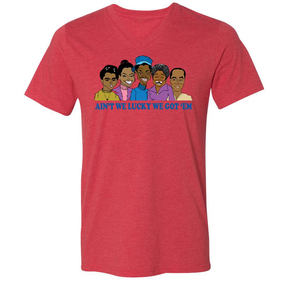 Unisex V-Neck T-Shirt - Q2X1JVQB - Heather Red - 5