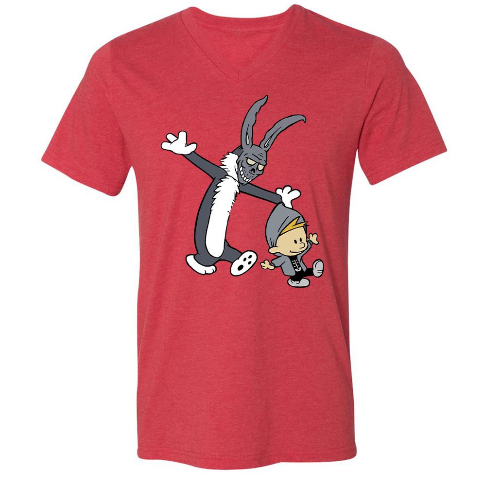 Unisex V-Neck T-Shirt - VQKHLLG6 - Heather Red - 5