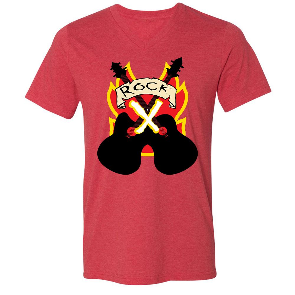 Unisex V-Neck T-Shirt - QAJMSDKZ - Heather Red - 5