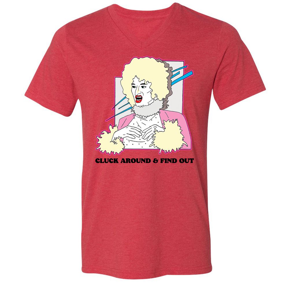 Unisex V-Neck T-Shirt - ZHEKAEQW - Heather Red - 5