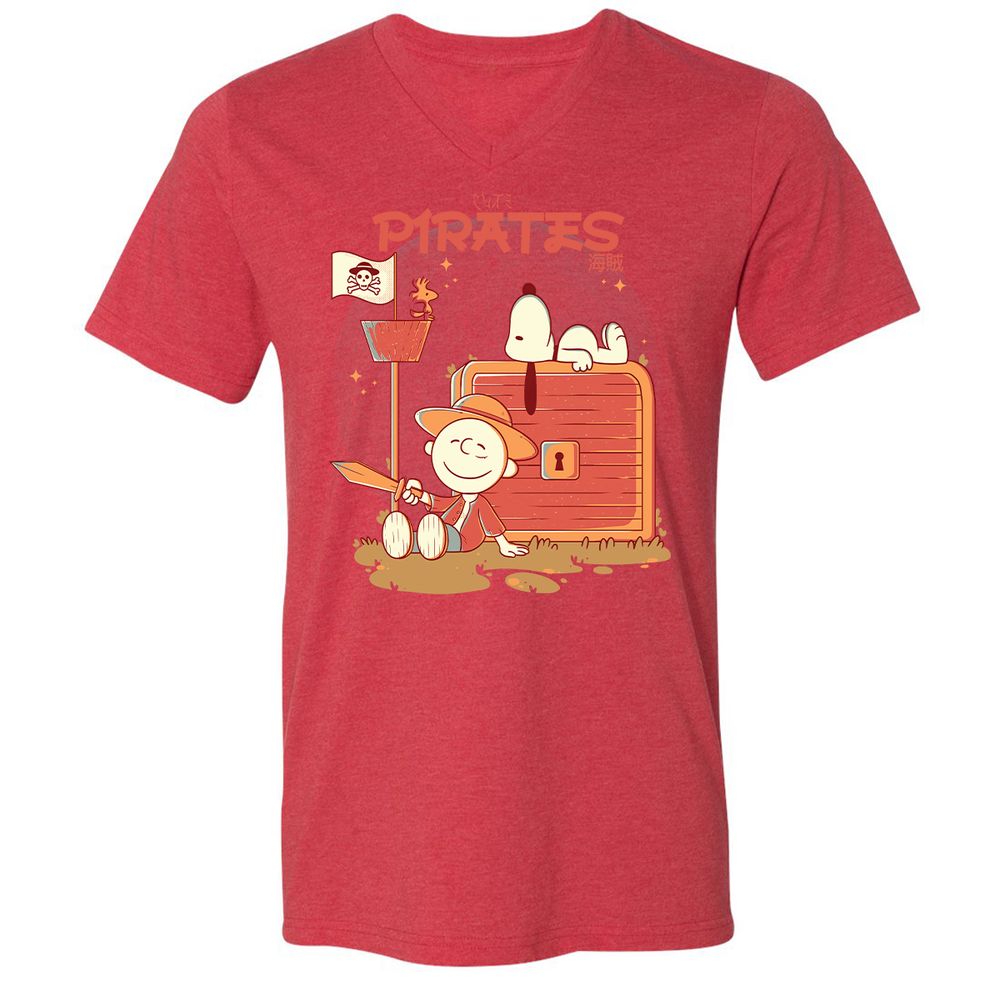 Unisex V-Neck T-Shirt - SBCWK6HW - Heather Red - 5