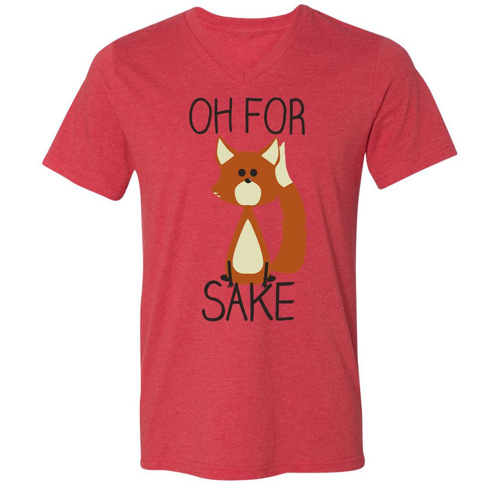 Unisex V-Neck T-Shirt - HP9JT6A8 - Heather Red - 5