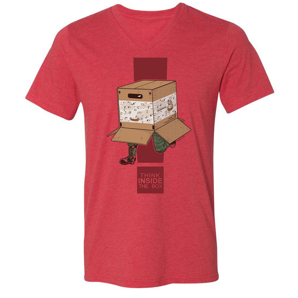Unisex V-Neck T-Shirt - 7ESS9F1M - Heather Red - 5