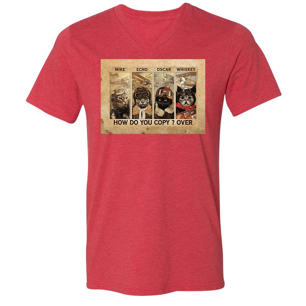 Unisex V-Neck T-Shirt - JG54EHYX - Heather Red - 5