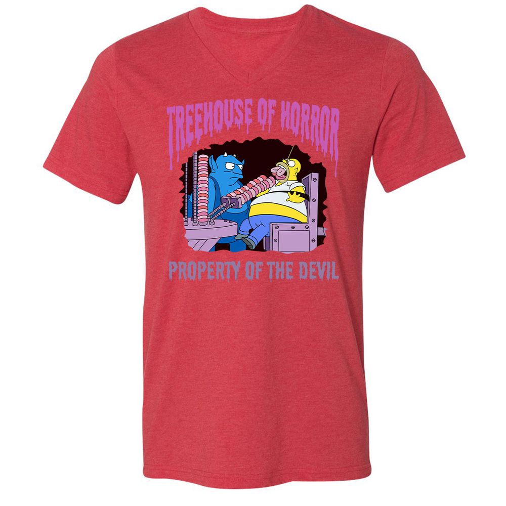 Unisex V-Neck T-Shirt - 1HHL6PCF - Heather Red - 5