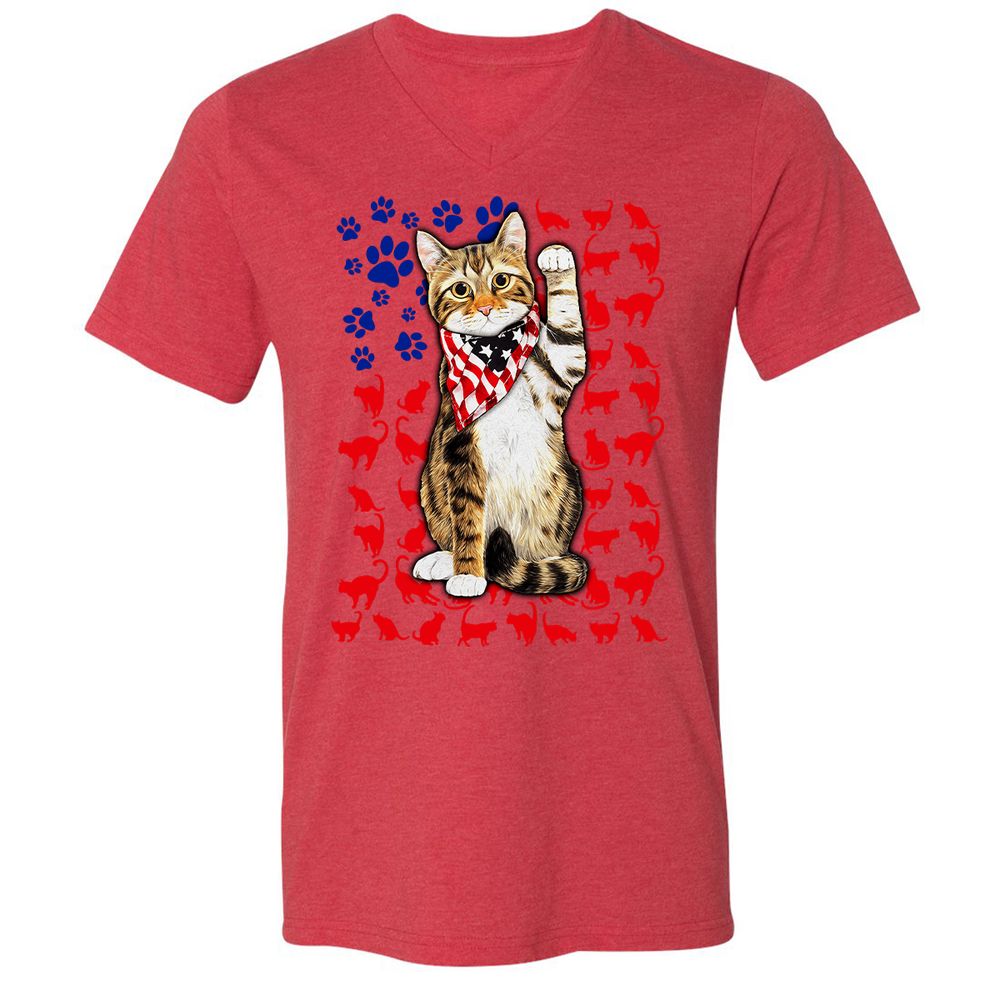 Unisex V-Neck T-Shirt - 2X94XBEG - Heather Red - 5