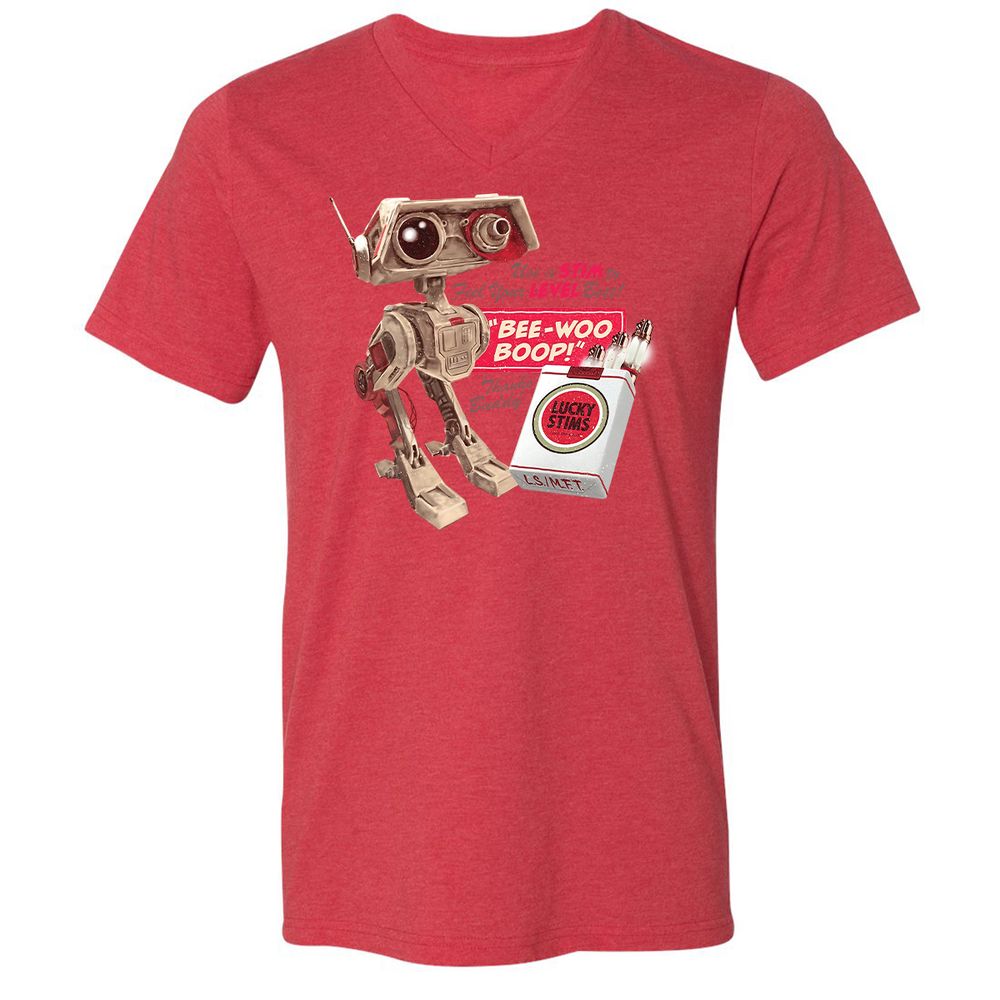 Unisex V-Neck T-Shirt - M7YJHNMC - Heather Red - 5