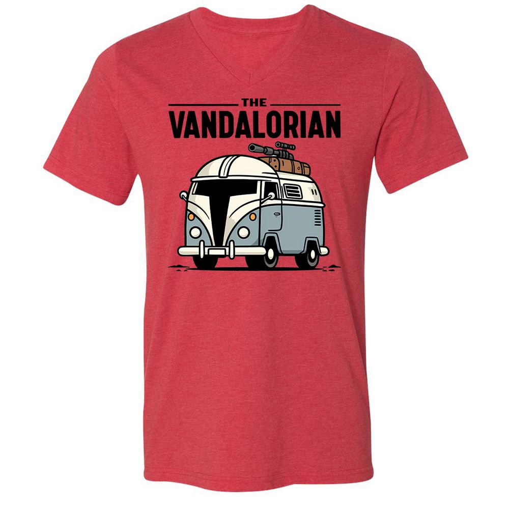 Unisex V-Neck T-Shirt - TEEECUMN - Heather Red - 5