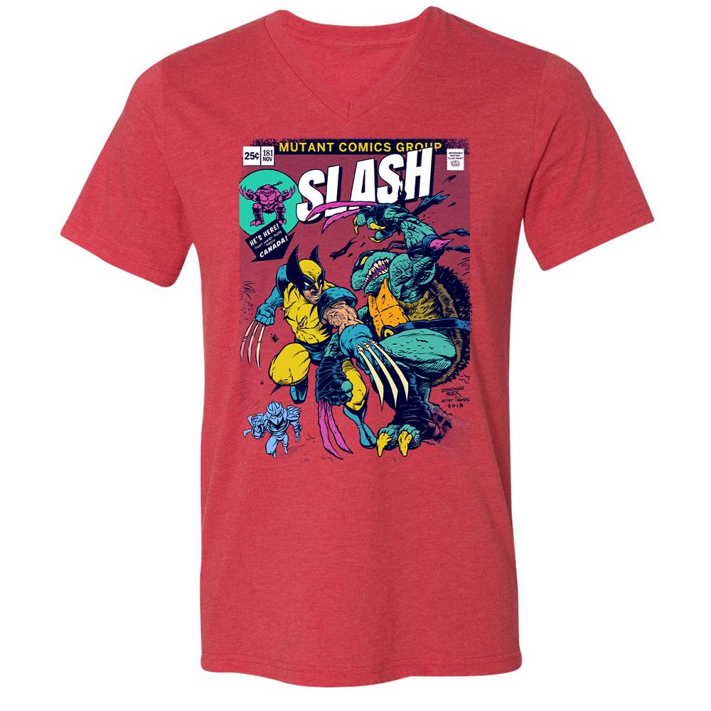Unisex V-Neck T-Shirt - 9GPXKKDJ - Heather Red - 5