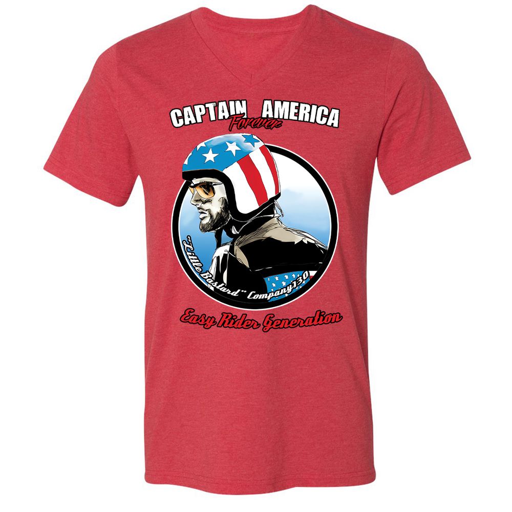 Unisex V-Neck T-Shirt - YNQJ91TR - Heather Red - 5