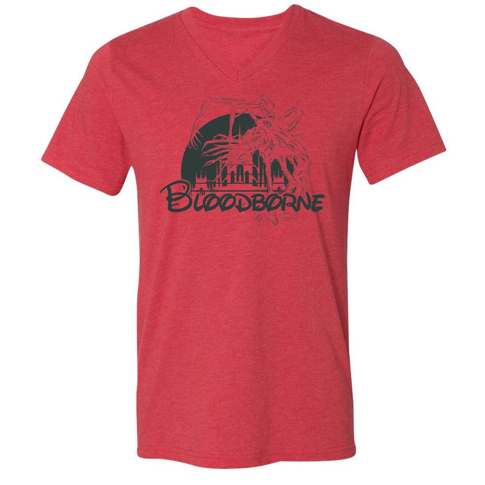 Unisex V-Neck T-Shirt - W3LCRZUH - Heather Red - 5