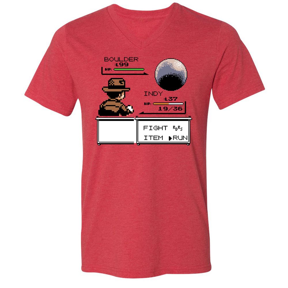 Unisex V-Neck T-Shirt - CX3CTK76 - Heather Red - 5