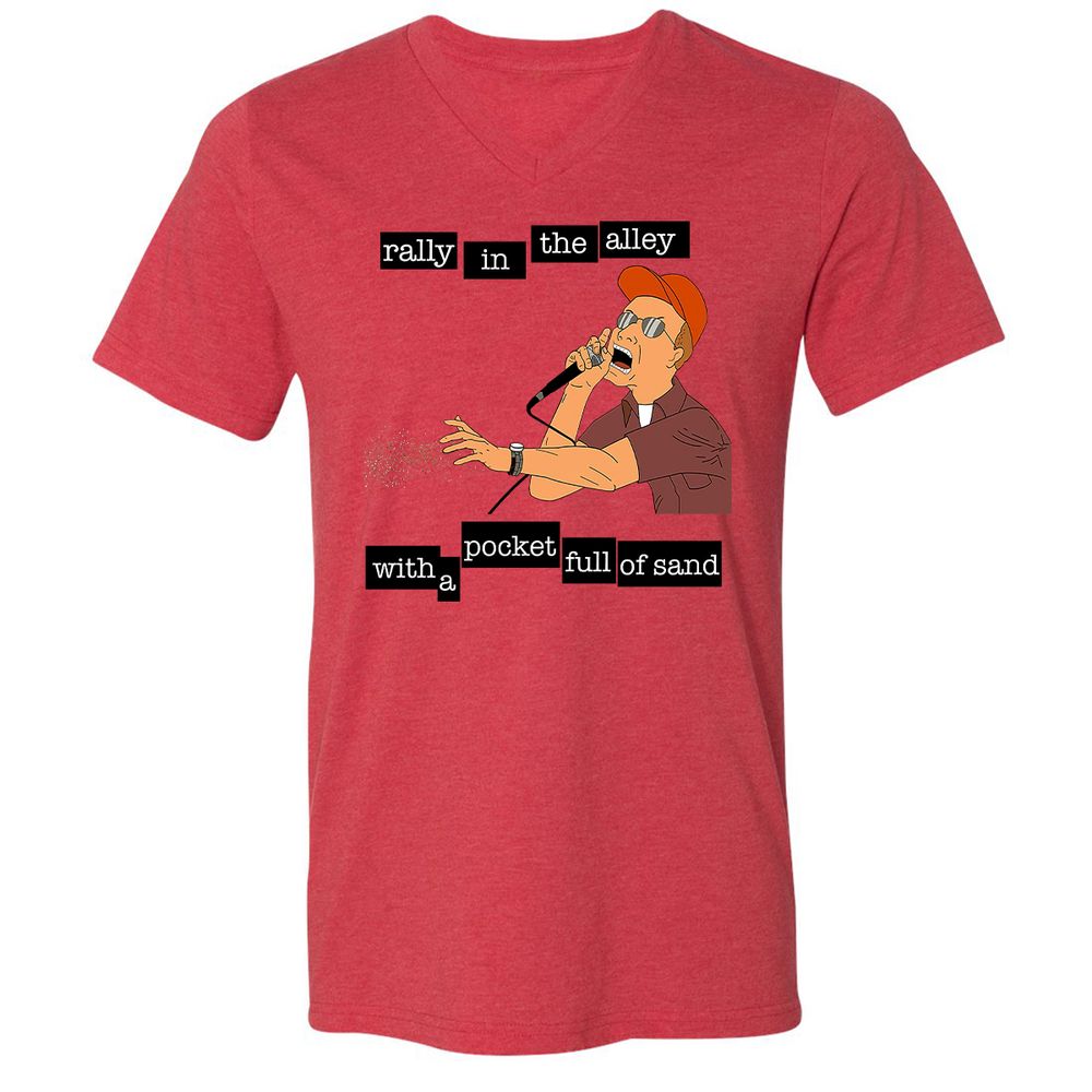 Unisex V-Neck T-Shirt - HADNDM8E - Heather Red - 5