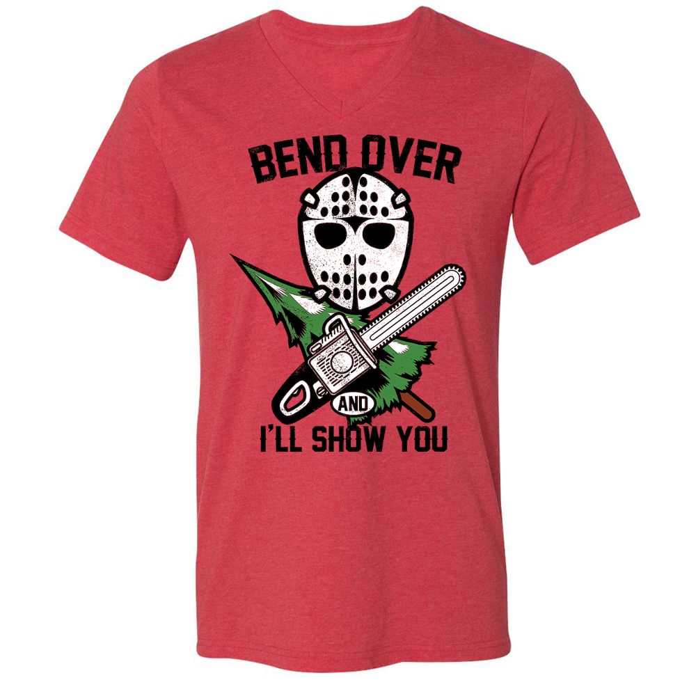 Unisex V-Neck T-Shirt - NYX8HYNM - Heather Red - 5