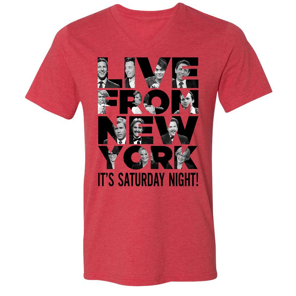 Unisex V-Neck T-Shirt - JQFS7Z9D - Heather Red - 5