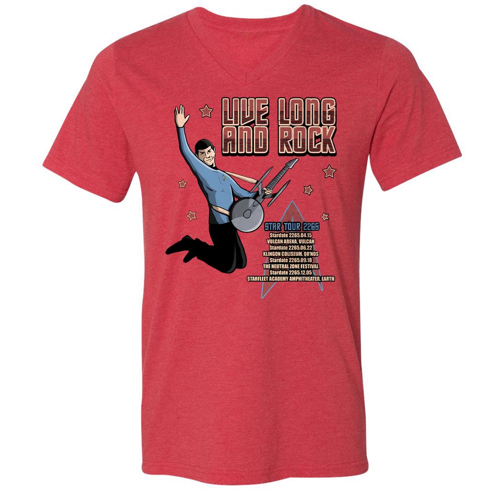 Unisex V-Neck T-Shirt - 5WE671U4 - Heather Red - 5