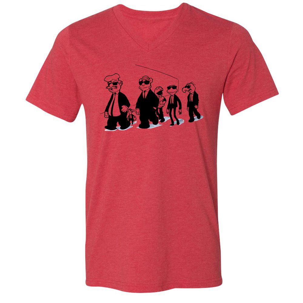 Unisex V-Neck T-Shirt - 8Q43LB3F - Heather Red - 5