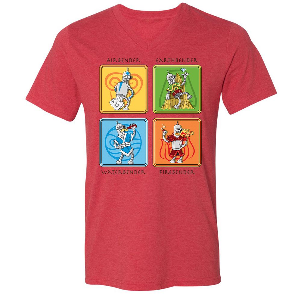 Unisex V-Neck T-Shirt - 6H3L7MMF - Heather Red - 5