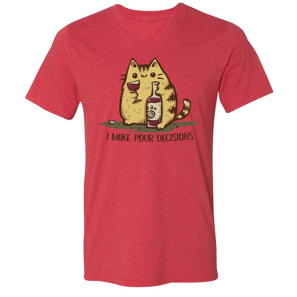 Unisex V-Neck T-Shirt - VJA8V4SL - Heather Red - 5