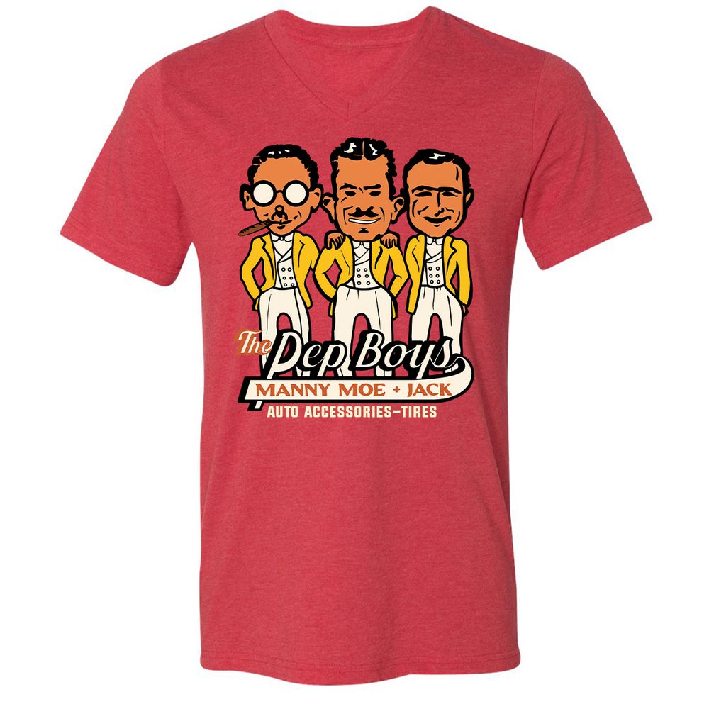 Unisex V-Neck T-Shirt - YRQFMUNR - Heather Red - 5