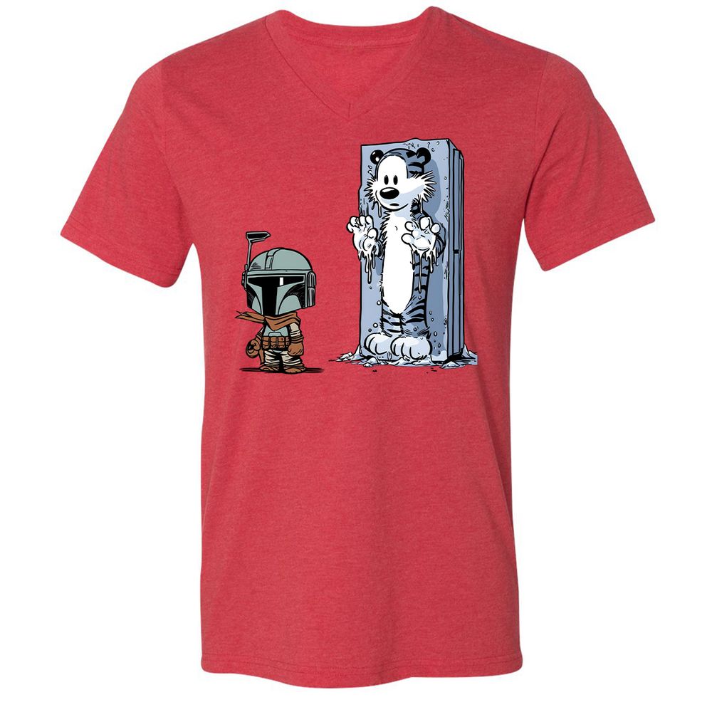 Unisex V-Neck T-Shirt - JN7RCT4G - Heather Red - 5