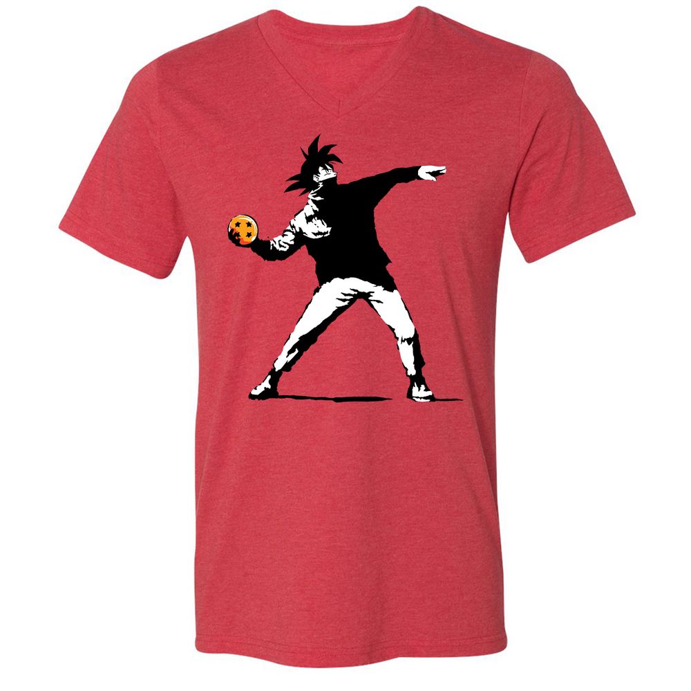 Unisex V-Neck T-Shirt - KEVQBWVK - Heather Red - 5