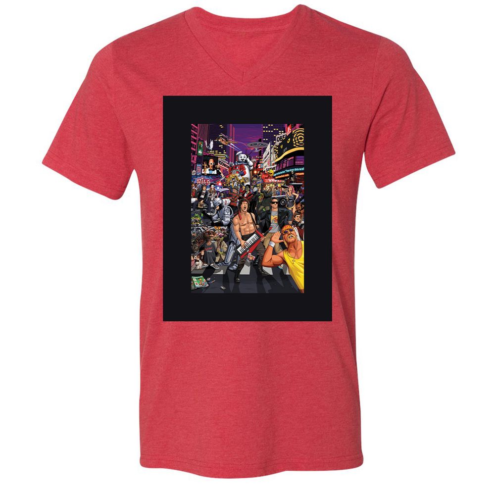 Unisex V-Neck T-Shirt - 9ZP7UPFT - Heather Red - 5