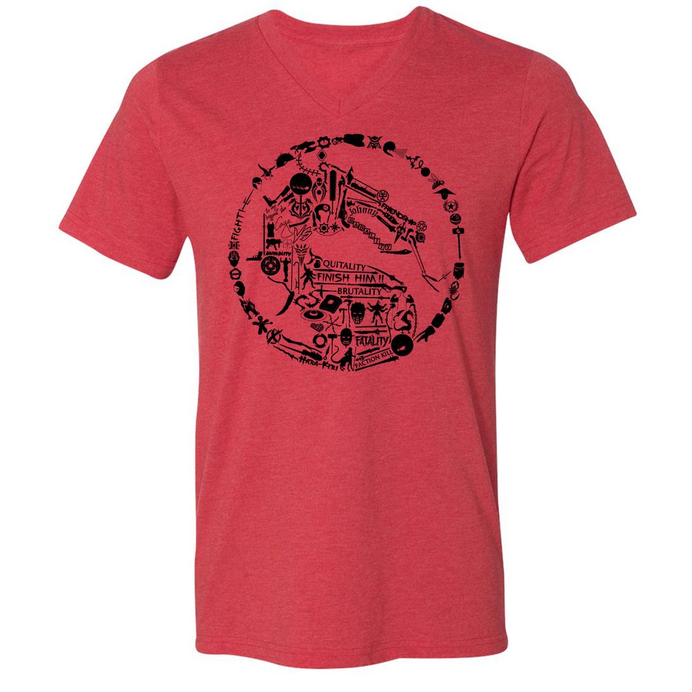 Unisex V-Neck T-Shirt - TKJLQC5X - Heather Red - 5