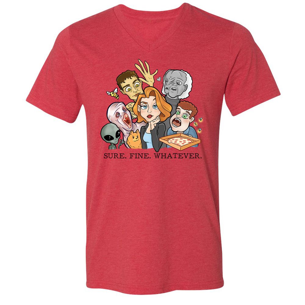 Unisex V-Neck T-Shirt - UX5LTVTW - Heather Red - 5