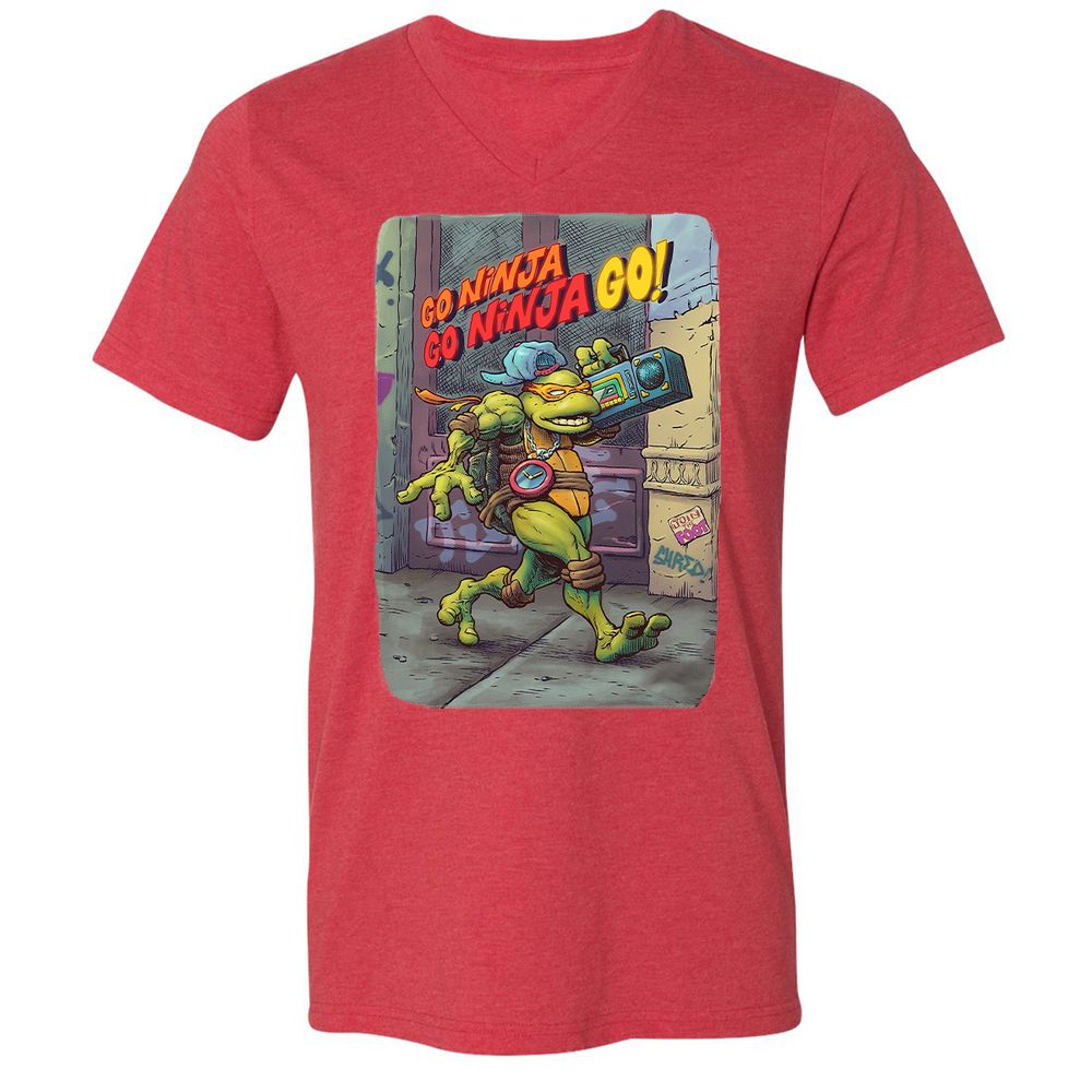 Unisex V-Neck T-Shirt - 3WZ7M4JQ - Heather Red - 5