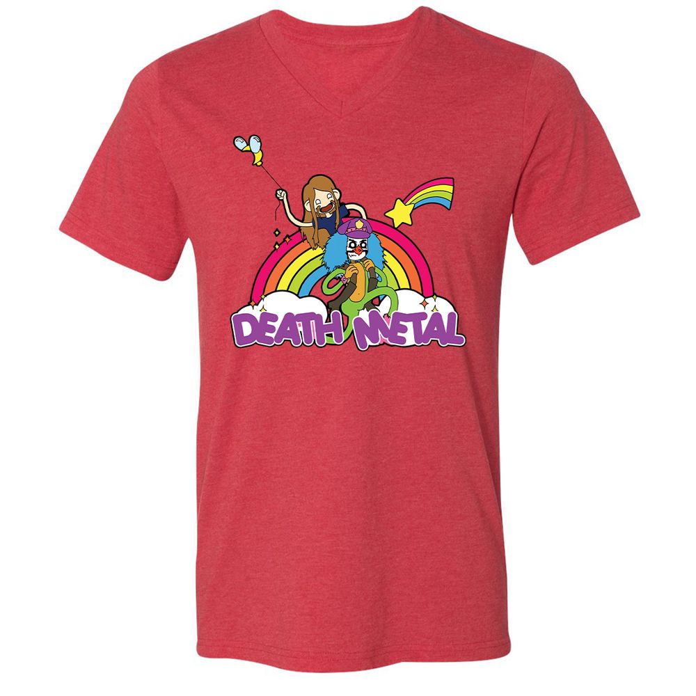 Unisex V-Neck T-Shirt - A5JDJ2QB - Heather Red - 5
