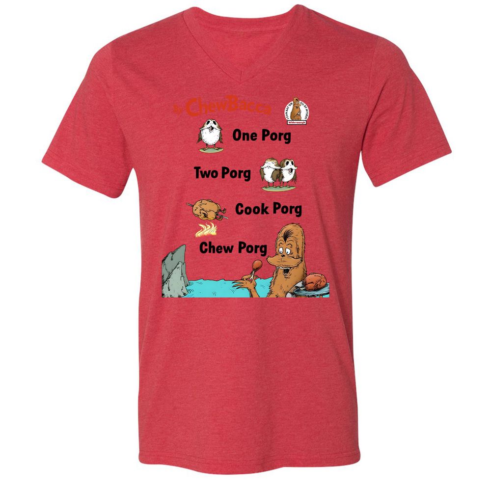 Unisex V-Neck T-Shirt - UK7NBUQ9 - Heather Red - 5