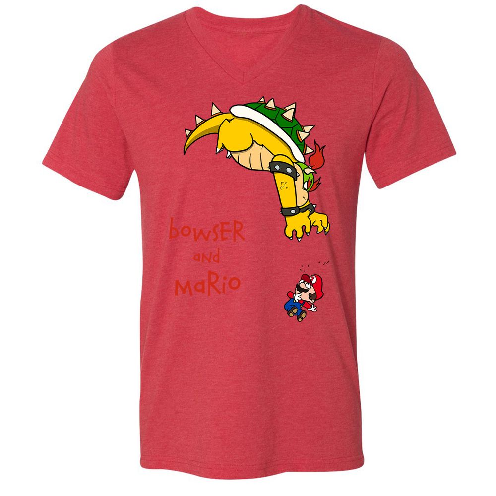 Unisex V-Neck T-Shirt - 8HAP5Z8W - Heather Red - 5