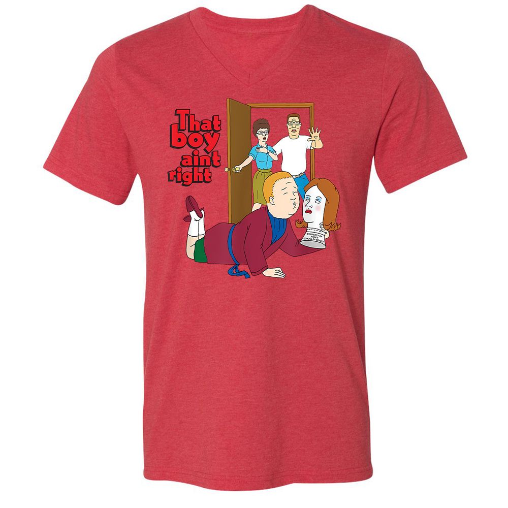 Unisex V-Neck T-Shirt - 1TY9GESL - Heather Red - 5