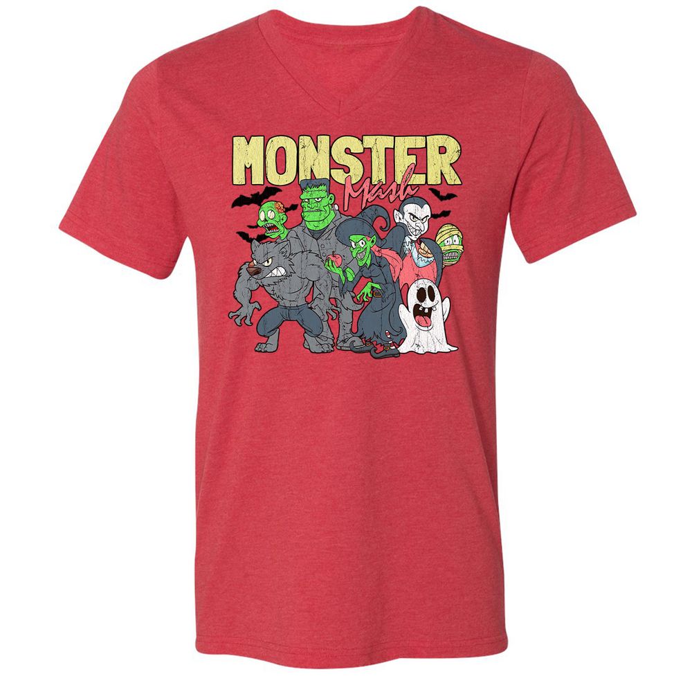 Unisex V-Neck T-Shirt - F5MWNDA2 - Heather Red - 5