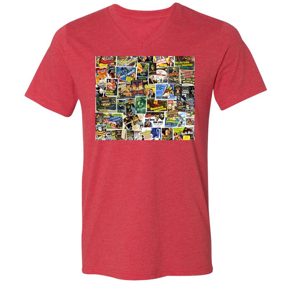 Unisex V-Neck T-Shirt - ZB6U65SP - Heather Red - 5