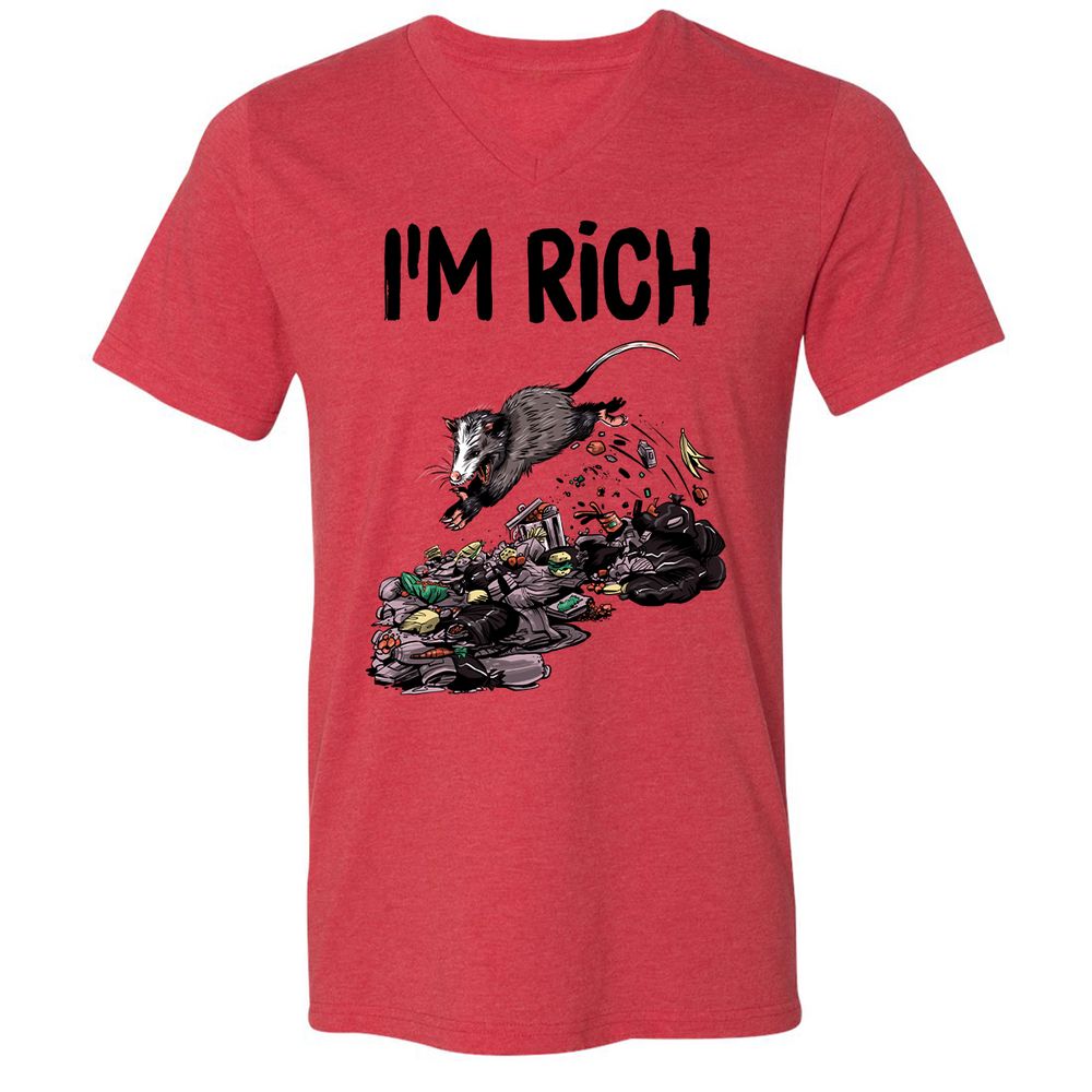 Unisex V-Neck T-Shirt - 4VMEHF7Z - Heather Red - 5