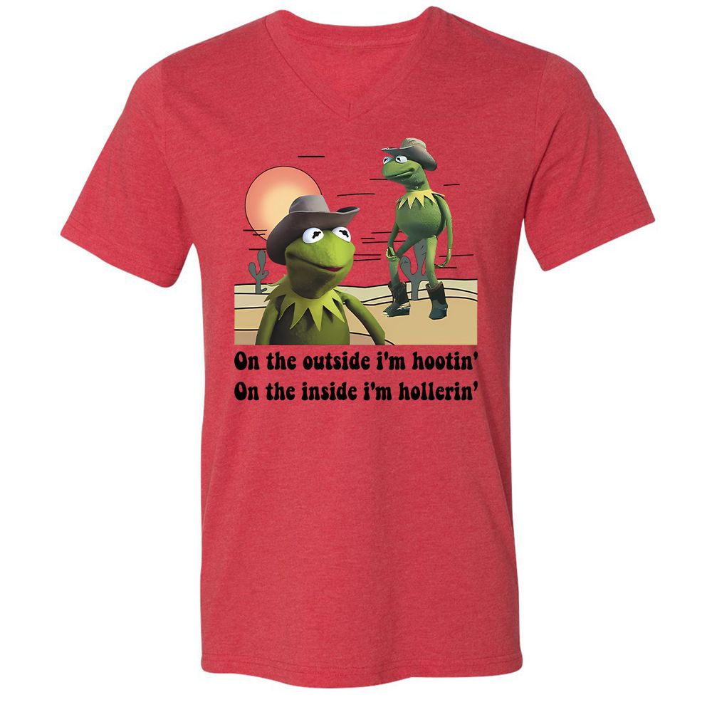Unisex V-Neck T-Shirt - T7MH351G - Heather Red - 5