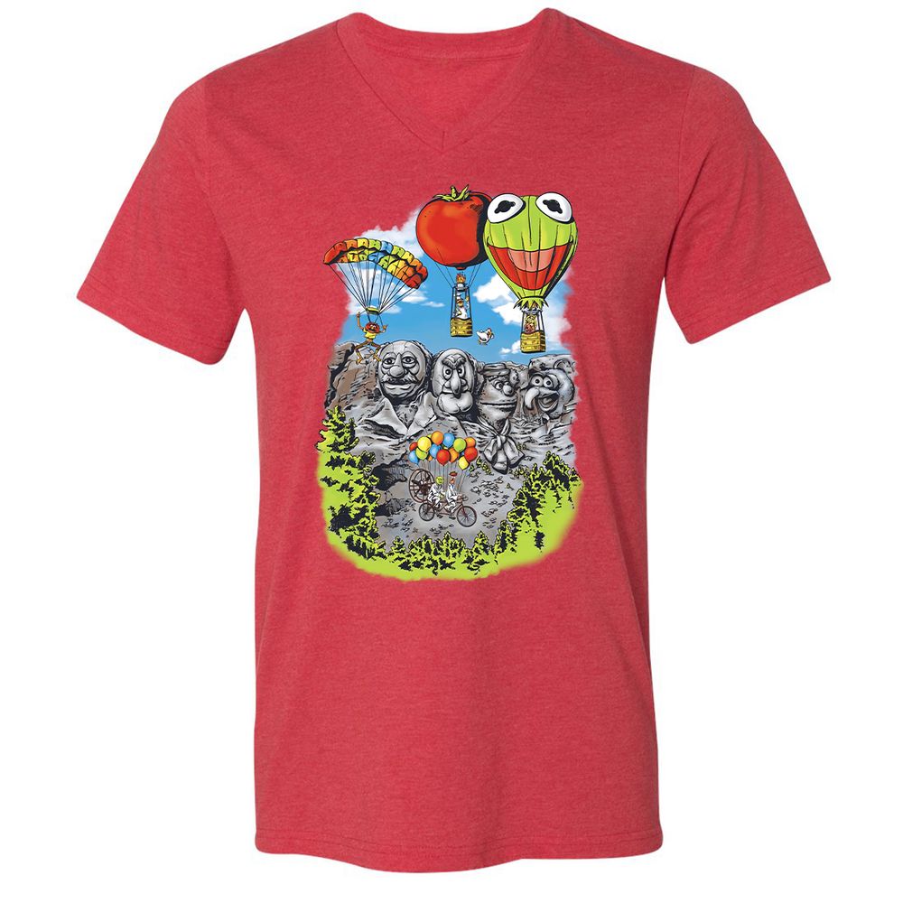 Unisex V-Neck T-Shirt - B6W3USD2 - Heather Red - 5