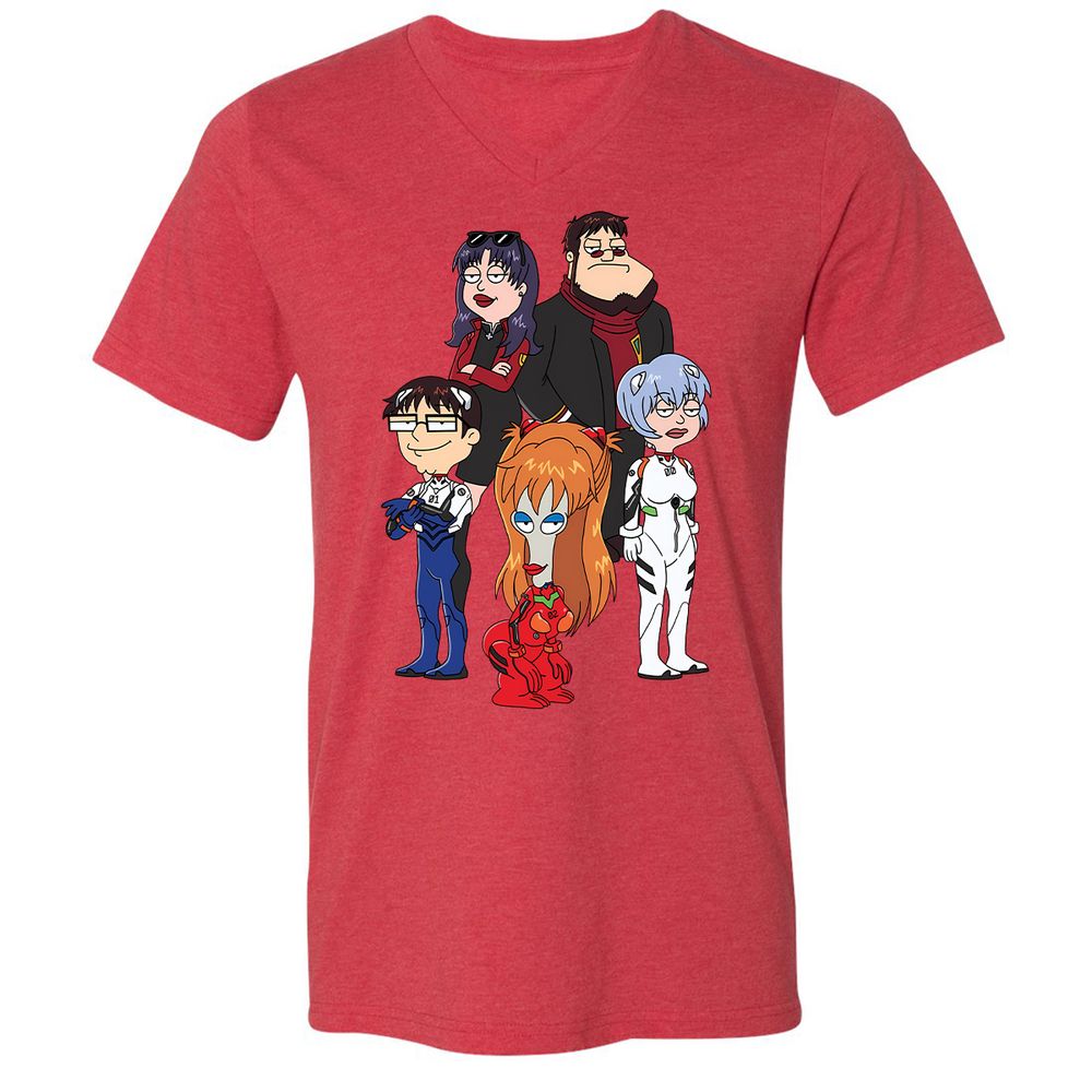 Unisex V-Neck T-Shirt - 55PGZX8X - Heather Red - 5