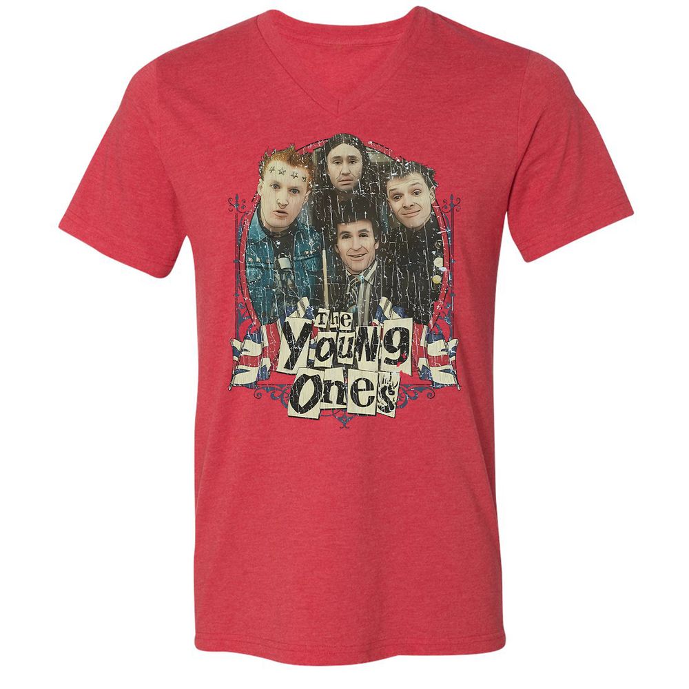 Unisex V-Neck T-Shirt - FBQXRT5H - Heather Red - 5
