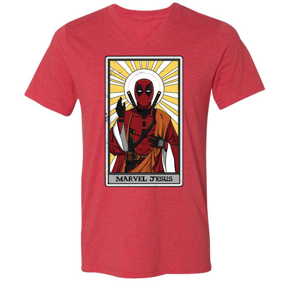 Unisex V-Neck T-Shirt - HNN46VPE - Heather Red - 5