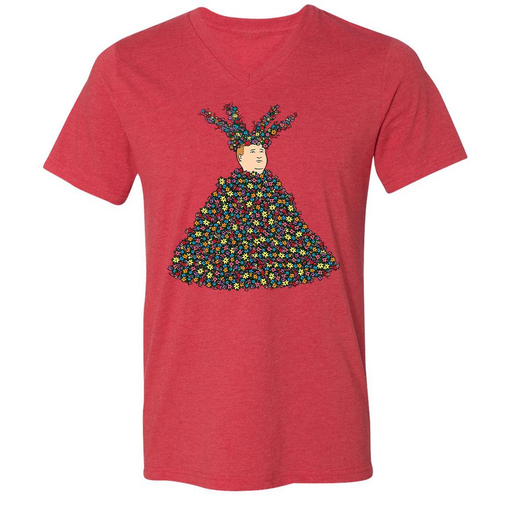 Unisex V-Neck T-Shirt - NA6GB1LT - Heather Red - 5