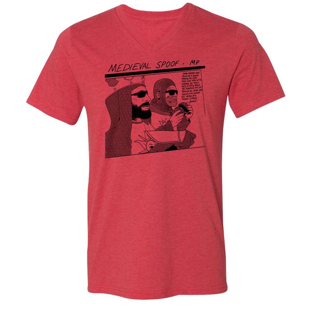 Unisex V-Neck T-Shirt - AYAUULTF - Heather Red - 5