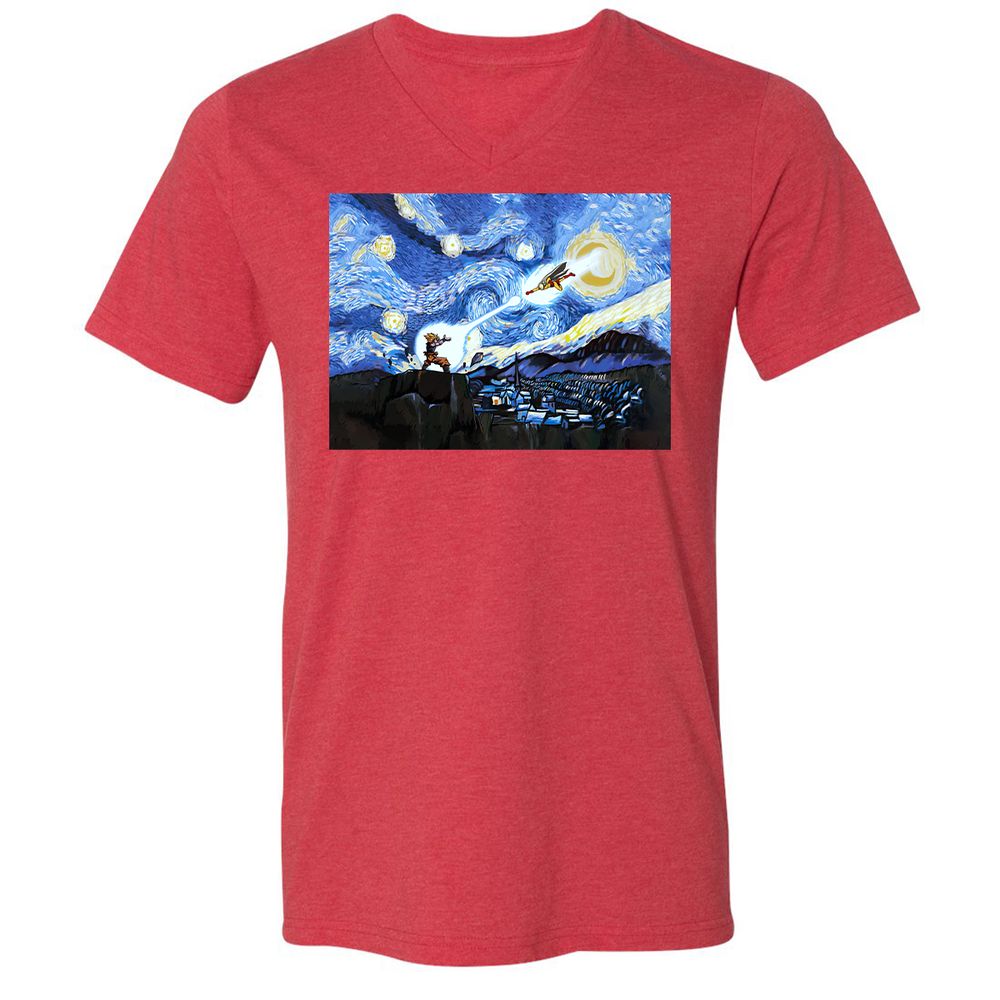 Unisex V-Neck T-Shirt - 7UW6S7JB - Heather Red - 5