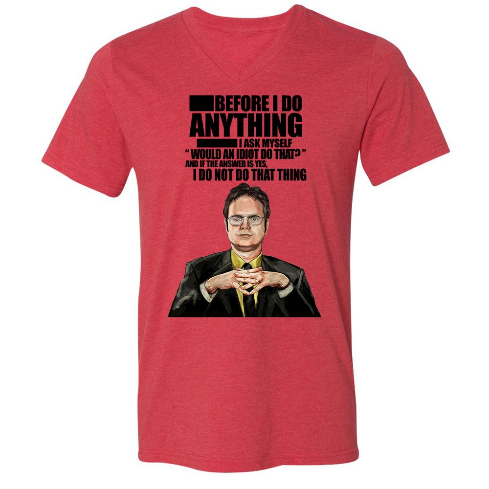 Unisex V-Neck T-Shirt - YZEMGAD4 - Heather Red - 5