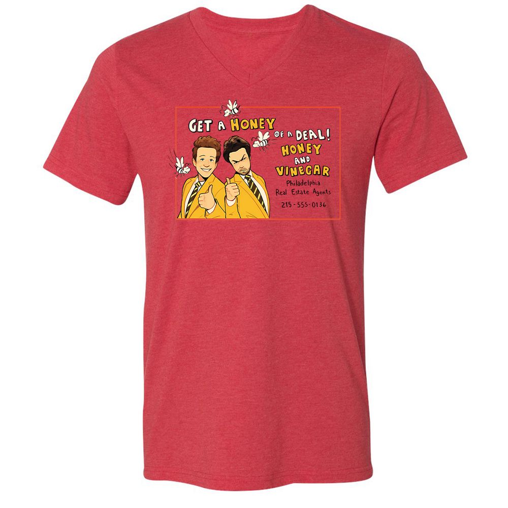 Unisex V-Neck T-Shirt - FTEGSH1H - Heather Red - 5
